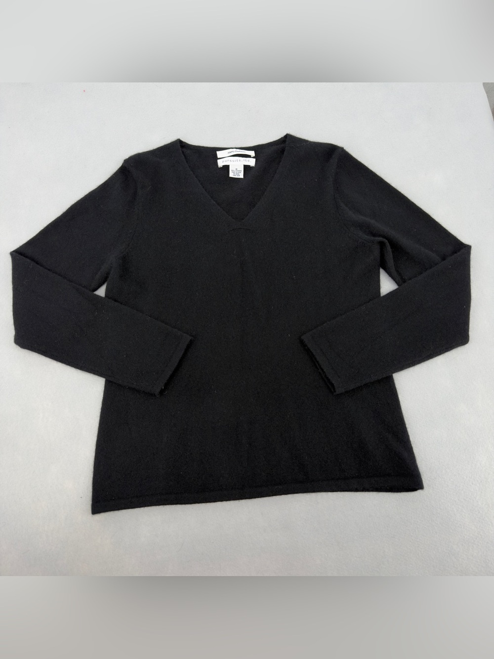 Pursuits Ltd 100% Cashmere Black V Neck Sweater Medium
